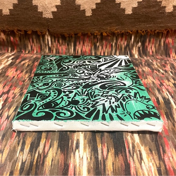 πrare LEπ original vibrant green abstract graffiti painting - Picture 6 of 13